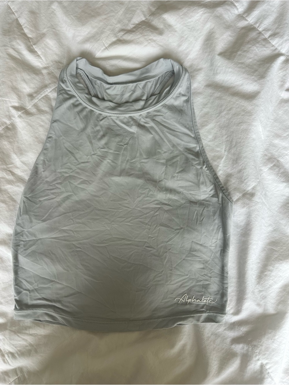 Alphalete Pale Gray High-Neck Crop Tank